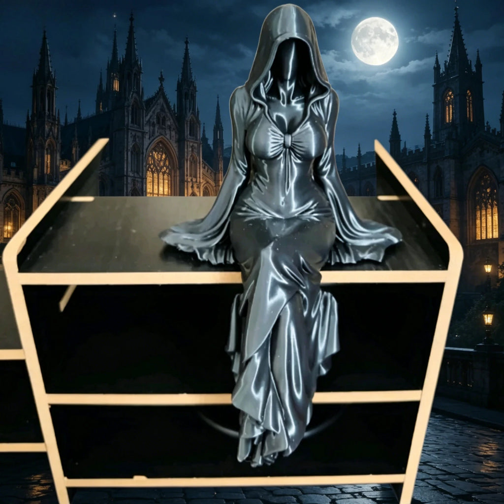 Gothic Faceless Sitting Lady Statue Black Desktop Ornament Dark Queen Figure Decor for Home Office Shelf Halloween Party Oasis Select