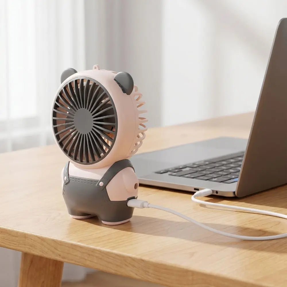 Bear Shape Desktop Mini Fan USB Rechargeable Portable Children's Handheld Fan Lightweight Quiet Operation Small Electric Fan Oasis Select
