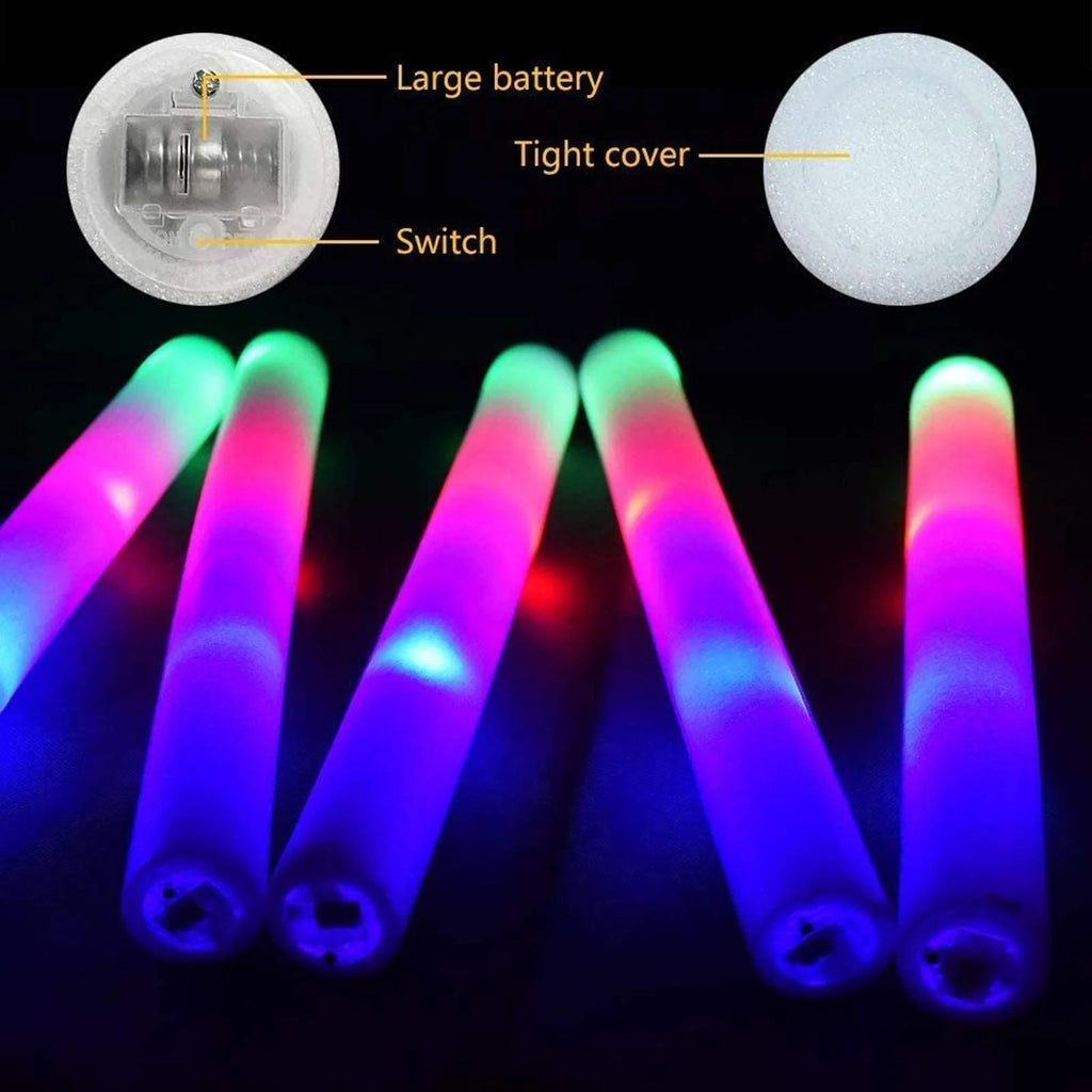 10-Pack LED RGB Glow Foam Sticks – Party & Event Supplies LED Party Glow Sticks Oasis Select