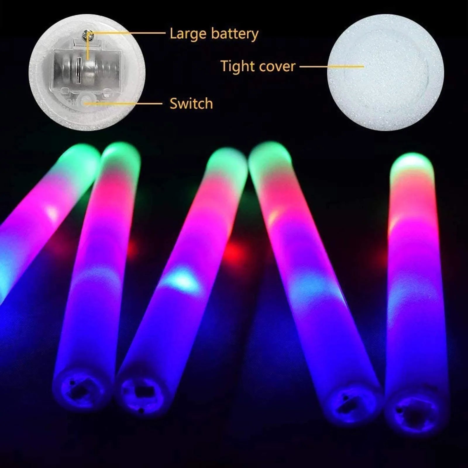 10-Pack LED RGB Glow Foam Sticks – Party & Event Supplies LED Party Glow Sticks Oasis Select