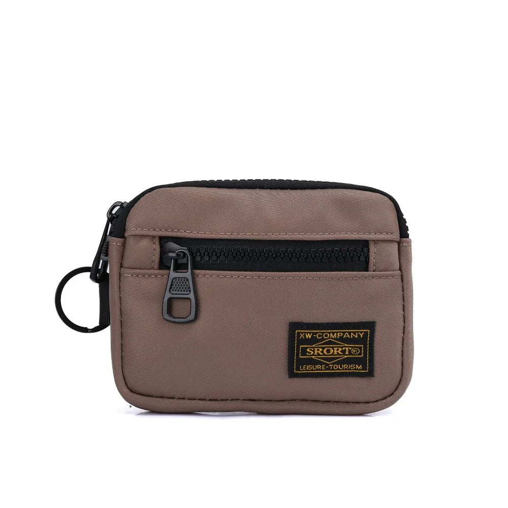 Fashion Canvas Coin Purse Card Holder Solid Color Storage Bag Zipper Earphone Bag Boy Oasis Select khaki