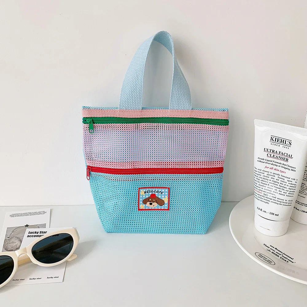 Mesh Shower Caddy Bag Portable Hanging Toiletry and Bath Organizer with Zipper for Travel, Gym, Camping, College Dorms, Beach Oasis Select Blue