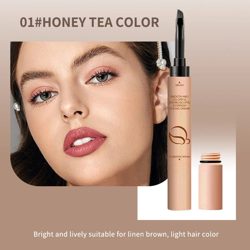 OCHEAL 2 In 1 Eyebrow Dyeing Cream 3 Colors Waterproof Tinted Long-lasting Eyebrow Stamp Pencil Pomade Makeup Cosmetics Oasis Select 01 Honey Tea