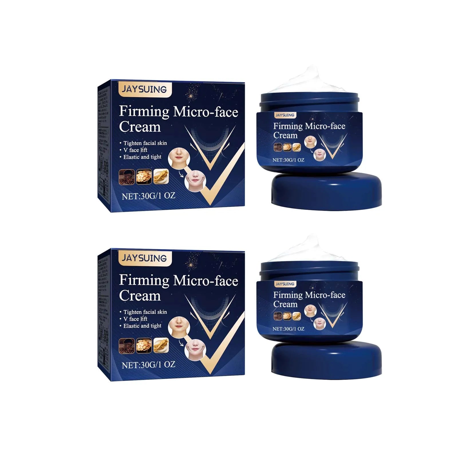 V-Shape Slimming Cream Tighten Mandibular Line Double Chin Lift Firming Face Fat Burning Massage V Face Cream Facial Skin Care Oasis Select 2Pcs