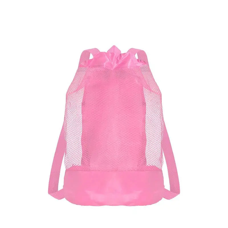 Extra-Large Sand-Resistant Drawstring Beach Backpack Kids Pool Toys Storage Bag For Shell Collecting Oasis Select Pink