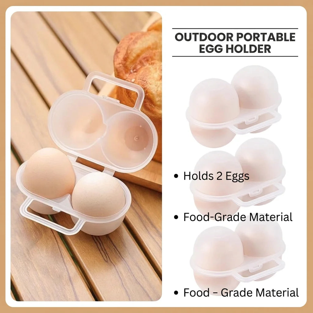 1pc 2-Cell Outdoor Portable Egg Box Plastic Egg Tray Refrigerator Egg Storage Box Shock-absorbing And Anti Drop Egg Loade Oasis Select