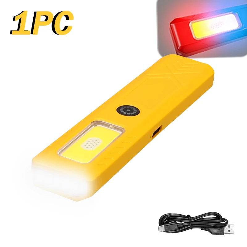 Mini EDC Flashlight USB Rechargeable – COB+LED, 6 Modes, Clip