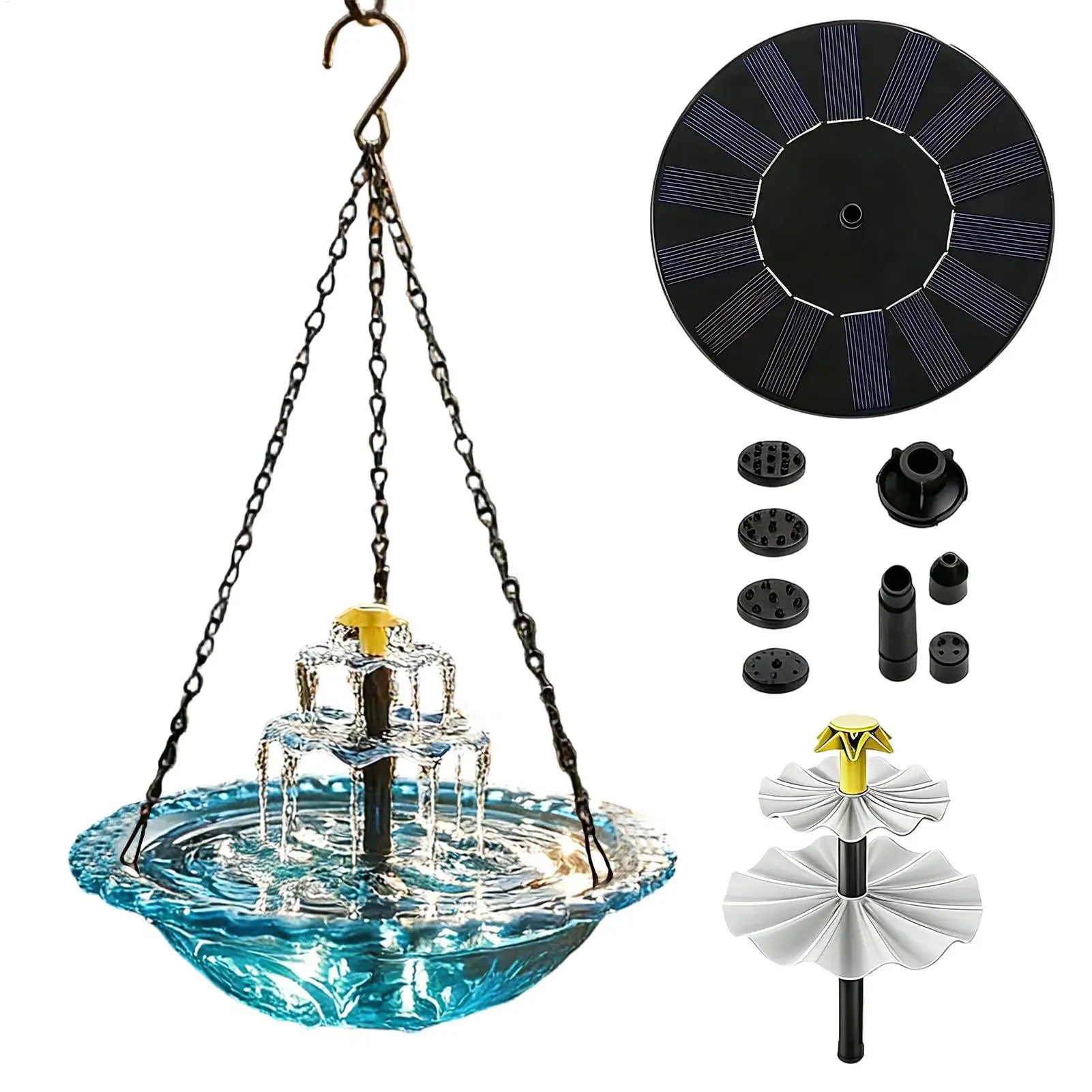 Solar Bird Bath Fountains Decorative with Pump Sprinkler Solar Powered Bird Bath Fountain for Outdoor Garden Yard Patio Porch Oasis Select