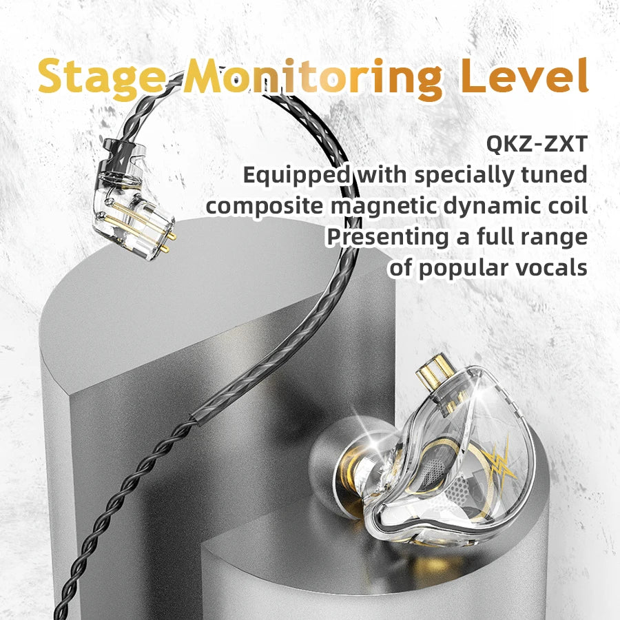 QKZ ZXT In Ear Wired Earphones Dynamic DJ Monitor IEM Earbuds HIFI Music Sport Headphone Noise Cancelling Bass Headset With Mic Oasis Select