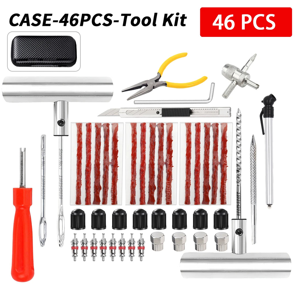 Tyre Repair Kit Puncture Plug Set Auto Bike Tire Repair Car Tire Change Tools Motorcycle Car Accessories 46/94pcs Studding Set Oasis Select 46pcs