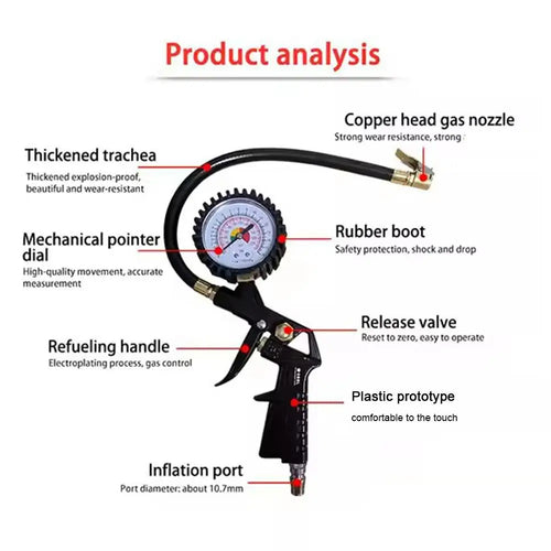 220Psi Auto Tire Pressure Gauge Pressure Gun Type For Air Compressor Car SUV Motorcycle Inflator Pump Tire Repair Tool Oasis Select