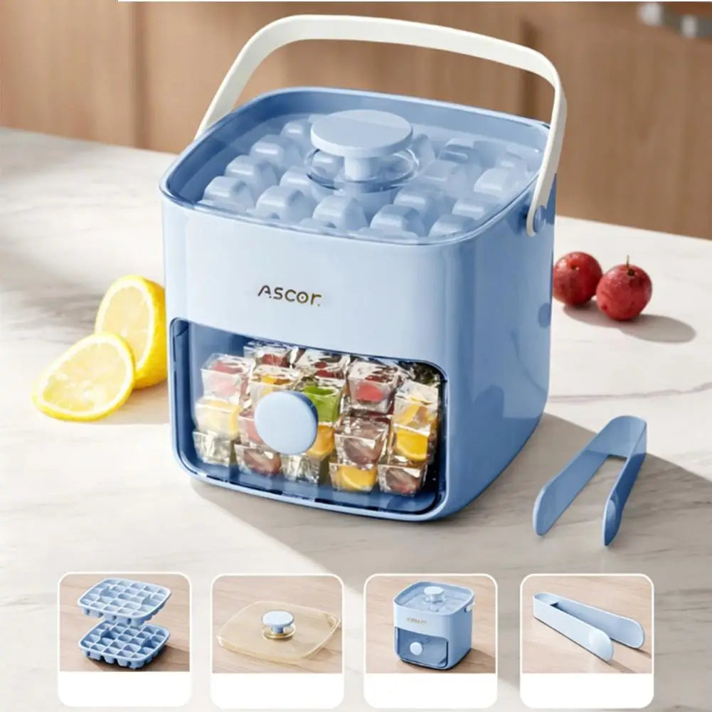 Double Layer Ice Cube Maker Food Grade Silicone Square Ice Cube Tray Homemade DIY for Household Kitchen Party Bar Oasis Select Blue