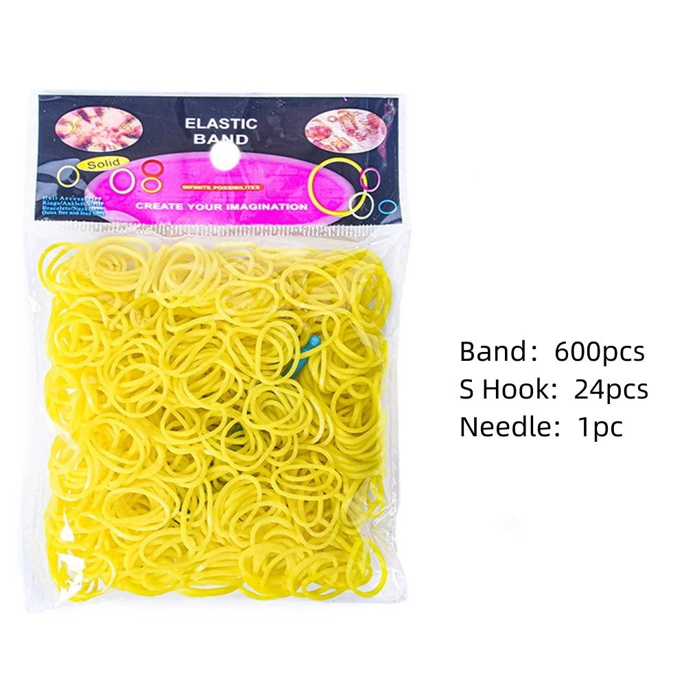 600pcs Loom Rubber Bands Kit Bracelet Making Kit for Kids Elastic Weaving Lacing DIY Crafting Gift Girl Oasis Select Yellow