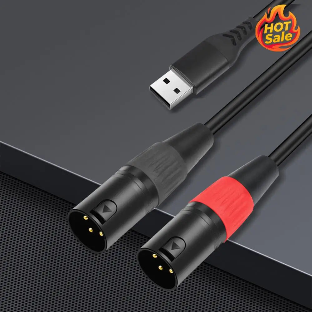 PC USB To Stereo Audio Cable Converter USB A To 2 XLR Male Stereo Audio Cable for Speaker Power Amplifier Oasis Select