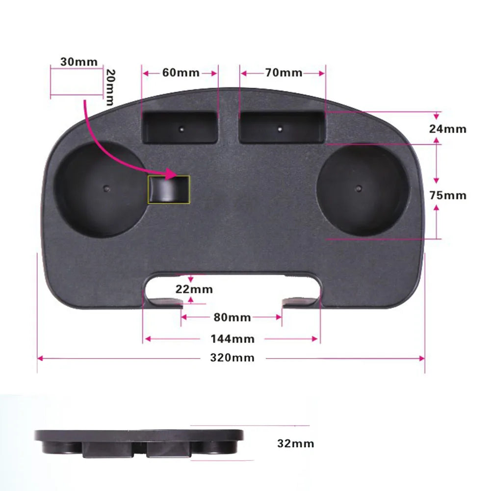 Clip On Cup Holder With Mobile Phone Slot For Camping Chair Armrest Side Table Black Plastic Tray Outdoor Beach Festival Gear Oasis Select
