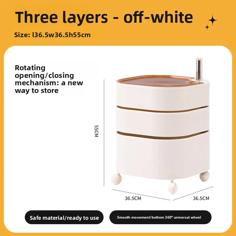 Bedside table 360 rotating mobile bedroom small cabinet Douyin Internet celebrity small storage simple locker Oasis Select 3 meters white