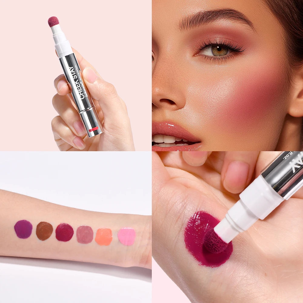 6 Colors Liquid Sponge Cheek Blusher Face Highlighter Long Lasting Natural Skin Tint Face Blush Sponge Wand For Cheek Makeup Oasis Select