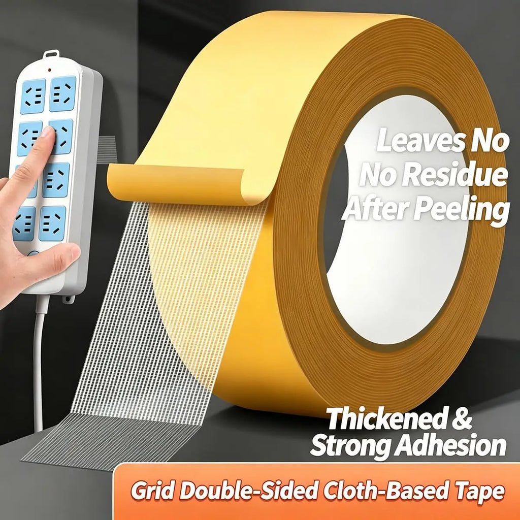 3cm Wide*10m Long Yellow Double-Sided Mesh Tape Waterproof, Strong Adhesion Tearable Double-Sided Tape Used For Carpet Floor Oasis Select