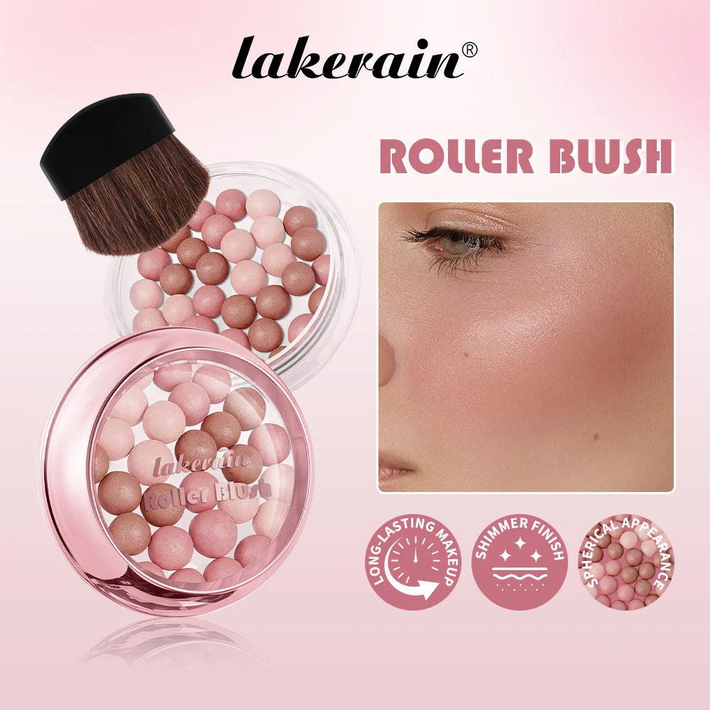 Lakerain Roller Blush Long-lasting Holding Natural Makeup Blusher Lightweight Shimming Spherical Blush Powder Beads Cosmetics Oasis Select
