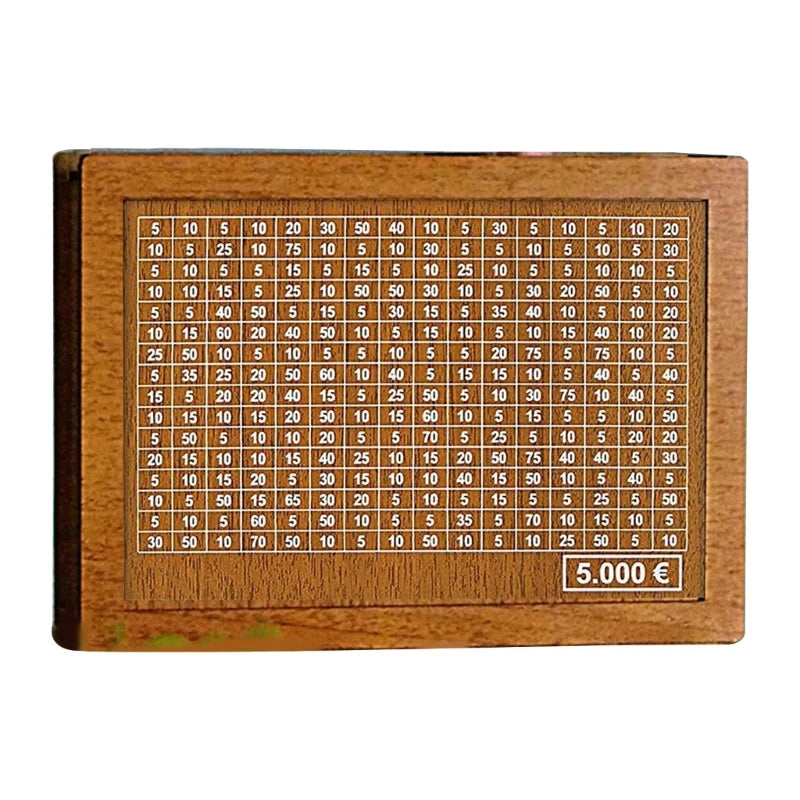 1000/2000/3000/5000/10000 Euro Money Box Piggy Bank Wood Money Bank Reusable Money Box with Saving Goal and Numbers Boxes Oasis Select 5000 brown
