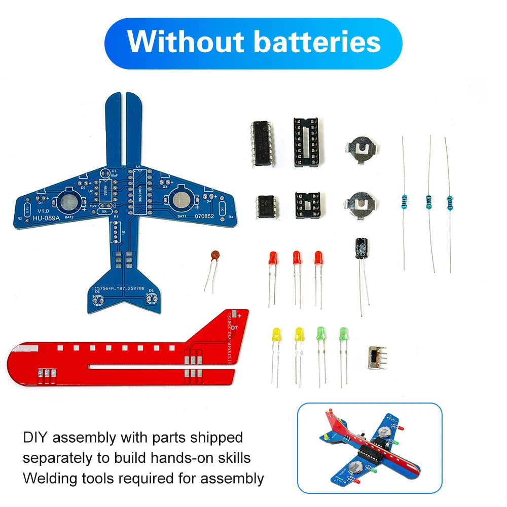 DIY Electronic Kit Small Airplane CD4017 LED Flow light Lamp Welding Practice Electronic Science Assembly Kit Flashing Fun Parts Oasis Select