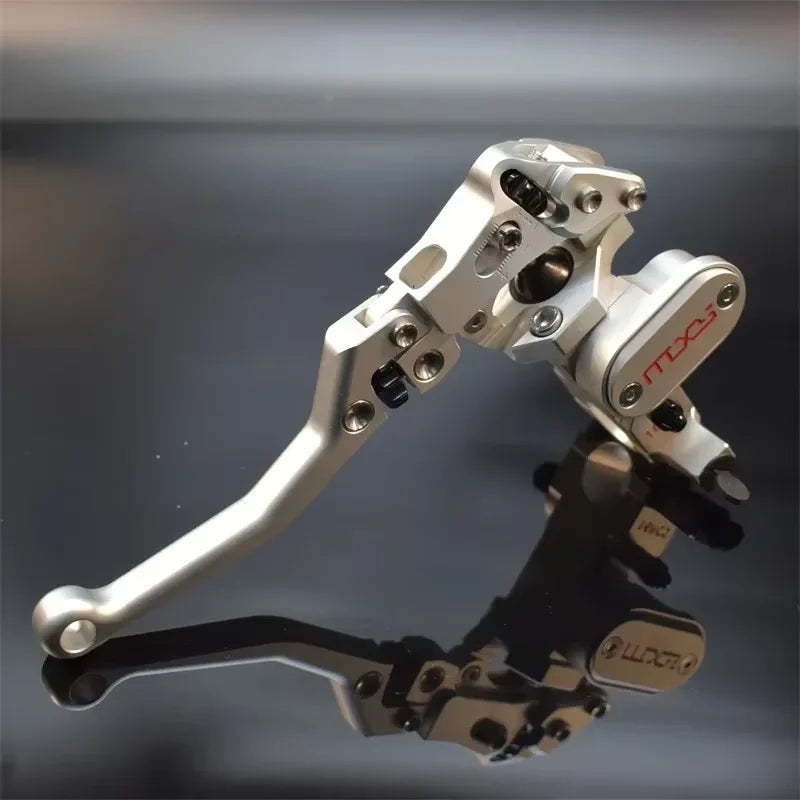 MXS CNC 16mm Piston Straight Push Brake Master Cylinder, Adjustable Lever Distance &Torque,Motorcycle Oasis Select Silver on the left