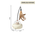 Smart Electric Cat Toy with Auto Rotating Feather Wand - Interactive Self - Playing Pet Toy for Lazy Owners Cat Toys Interactive Oasis Select Off-white