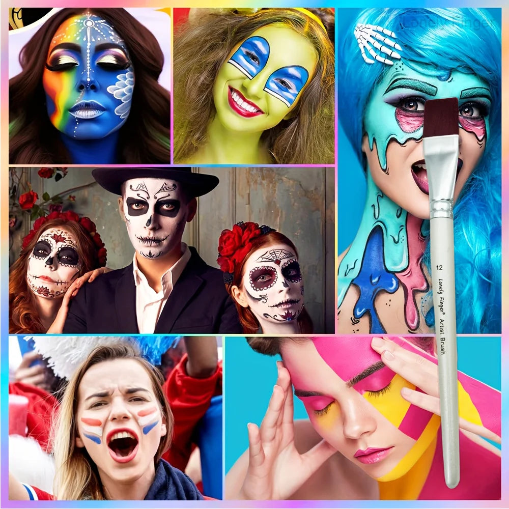 Synthetic Hair Face Paint Brushes 12pcs Professional Watercolor Paint Brushes Set for Painting Oasis Select