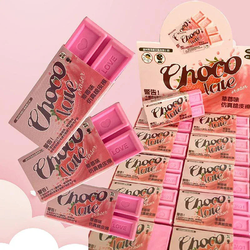 10-Pack Kawaii Novelty Erasers – Strawberry & Chocolate Kids' Gift