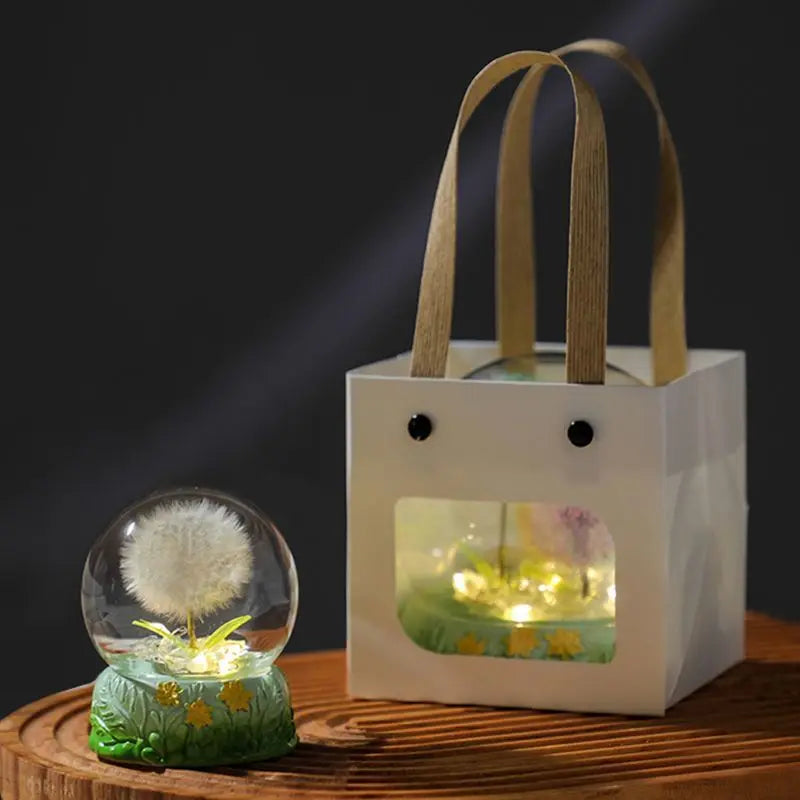 Dandelion Immortal Dried Bouquet Nightlight Ornaments Birthday Gift Girlfriend Girlfriend Girlfriend High-class Sense Niche Oasis Select 1 white dandelion 1 Floral base gift bag