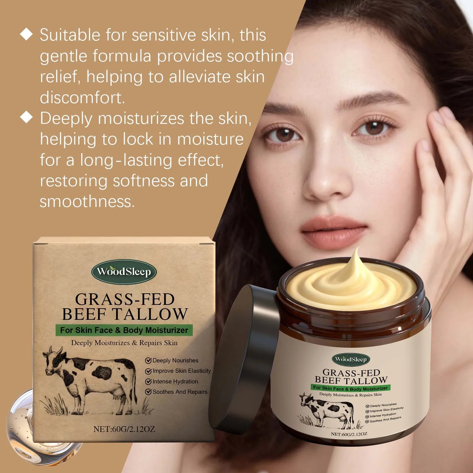 WOODSLEEP Tallow Balm – Natural Whipped Face & Body Cream