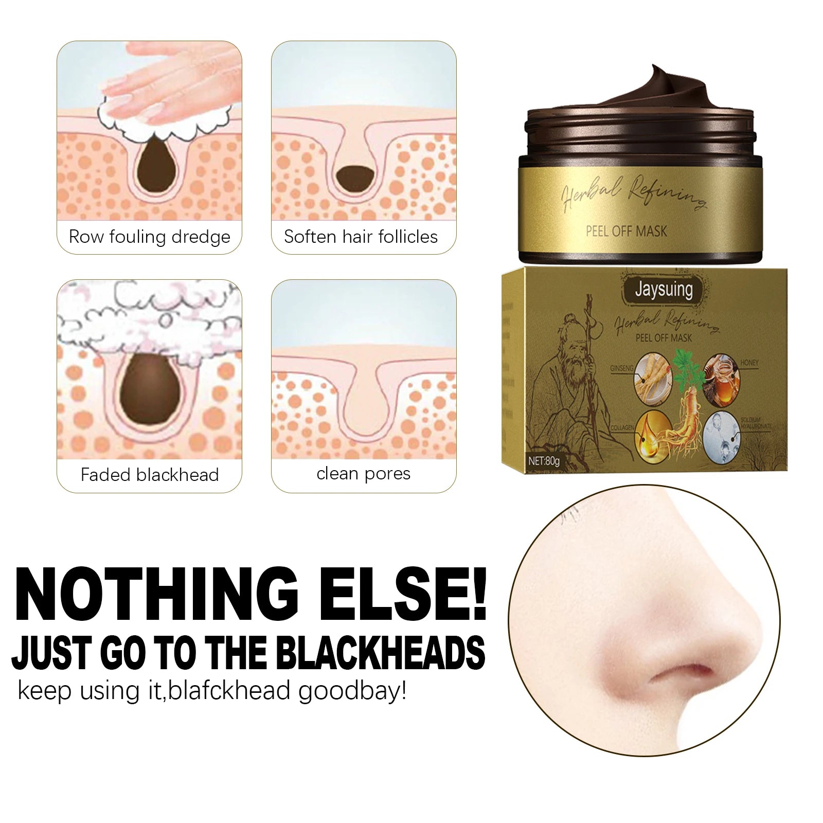Jaysuing Ginseng Peel-Off Mask – Blackhead Removal 80g Peel-Off Face Mask Oasis Select