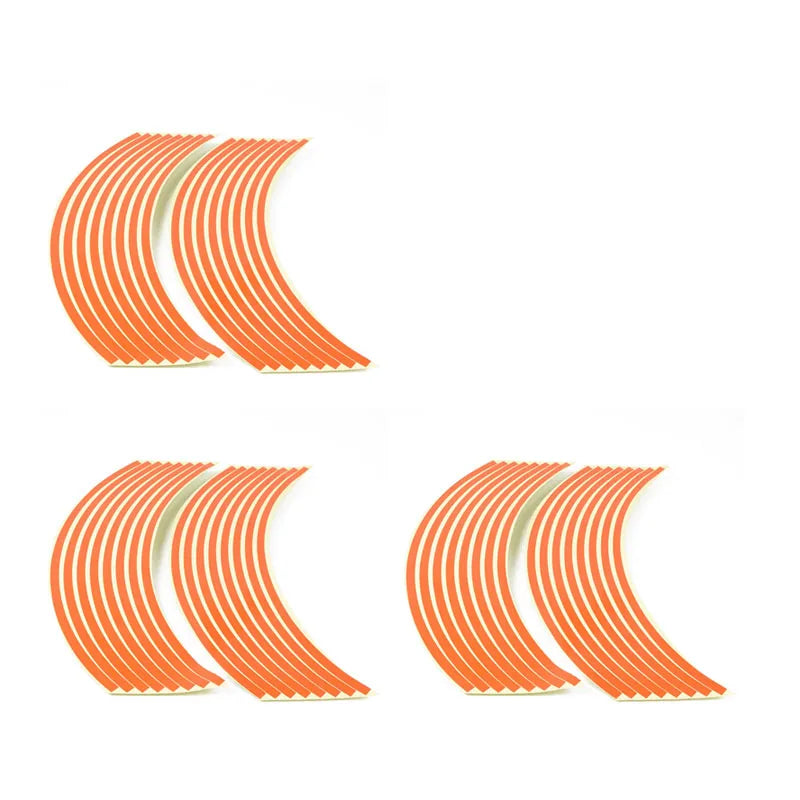 1/2/3set Motorcycle Wheel Tire Stickers Strips Reflective Rim Tape Strip Motorcycle Car Wheel Tire Sticker Motorbike Auto Decals Oasis Select 3set-Orange