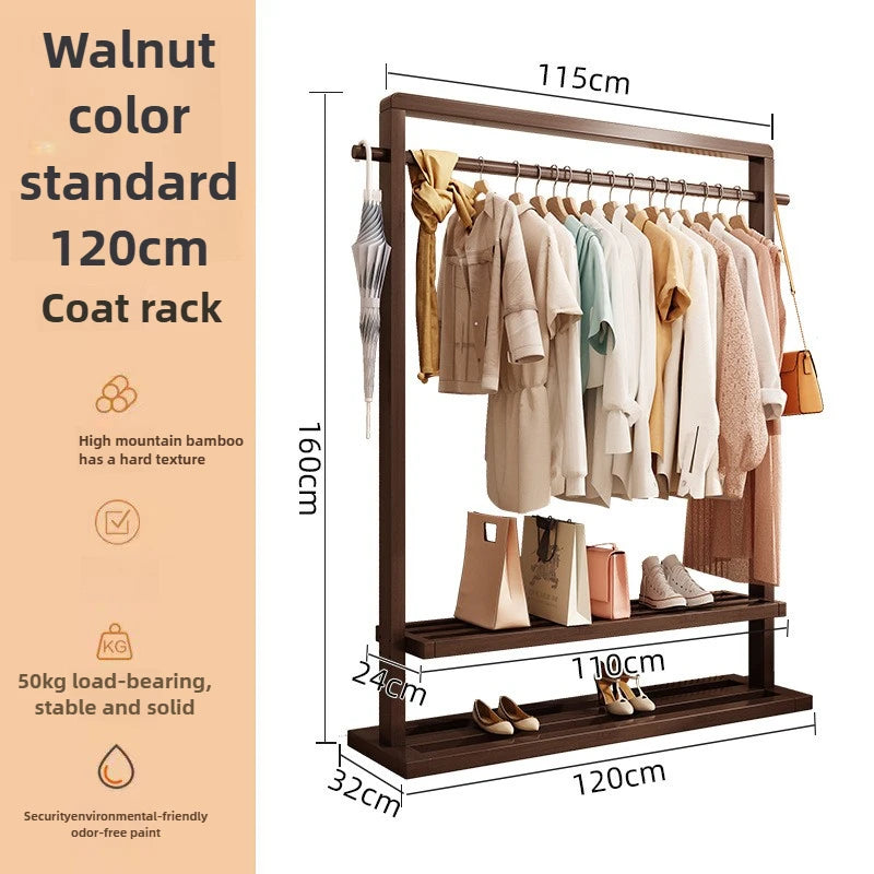 Multi-functional Hanging hanger Floor-to-ceiling bedroom Simple hanger Removable coat rack sturdy and durable Oasis Select Walnut D