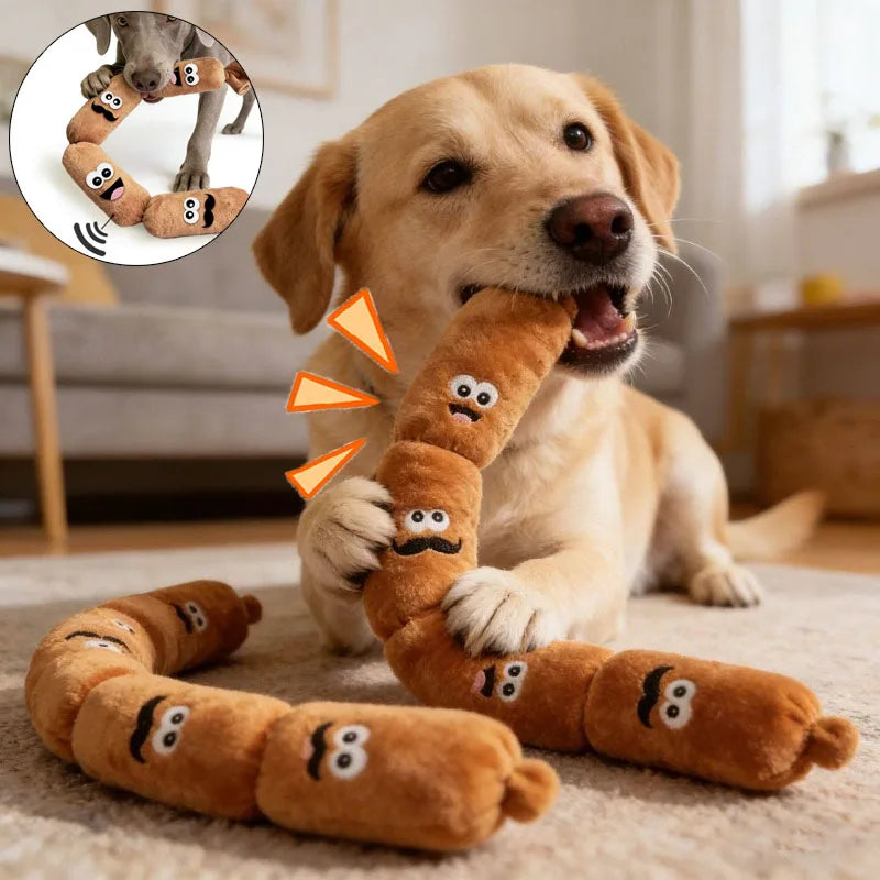 Creative and Interesting Sausage Shaped Squeaky Dog Plush Toy Bite Resistant Molar Chew Toy for Puppy Teeth Cleaning Oasis Select