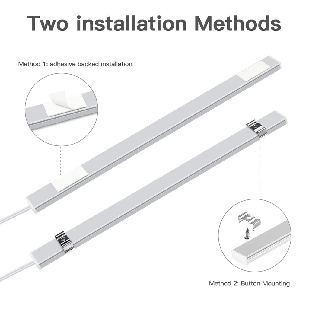 3pcs Aluminum LED Light Bar Dimmable Touch Switch USB Charging 30CM White Tube Lamp for Kitchen Wardrobe Office Shop Lighting Oasis Select