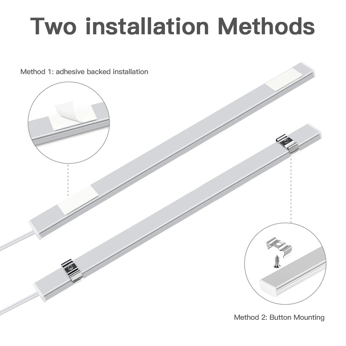 3pcs Aluminum LED Light Bar Dimmable Touch Switch USB Charging 30CM White Tube Lamp for Kitchen Wardrobe Office Shop Lighting Oasis Select