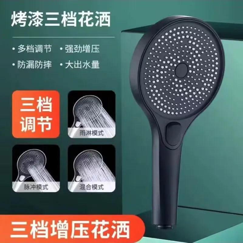 New High Pressure Big 130mm Shower Head Black 3 Modes Water Saving Spray Nozzle Massage Rainfall Shower Bathroom Accessories Oasis Select Black Shower