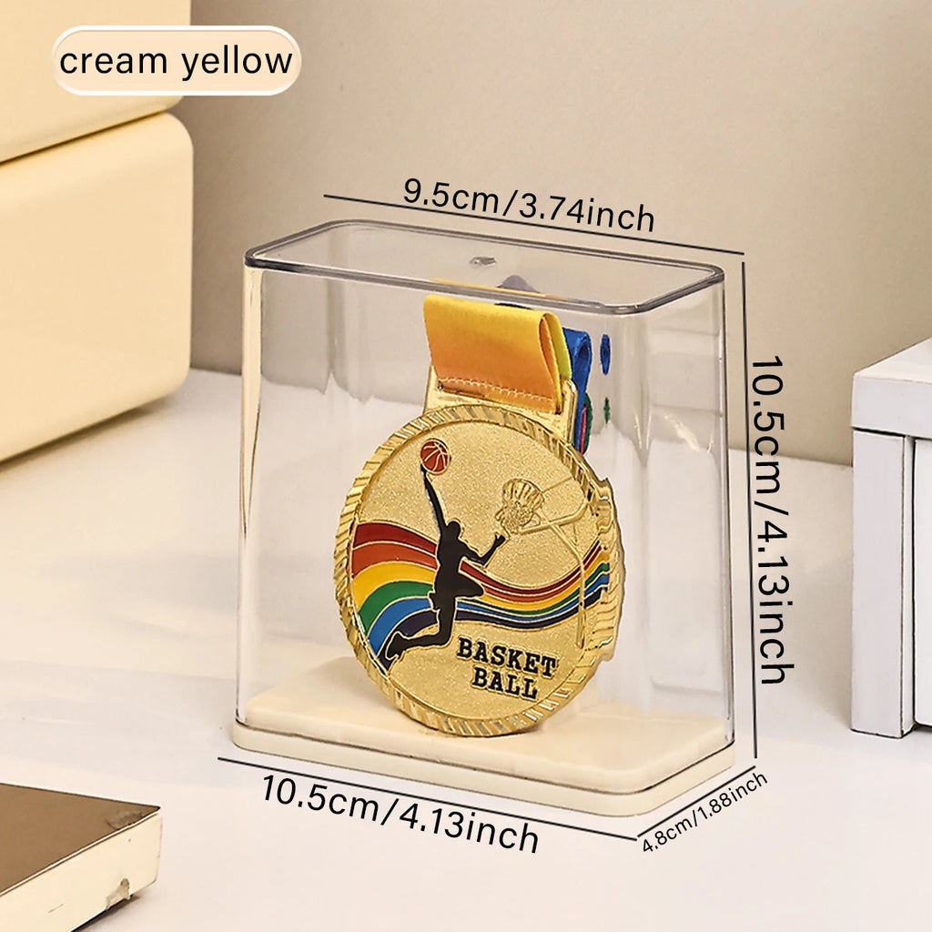 1pc transparent stackable acrylic medal display and storage box stackable certificate and trophy storage rack display box Oasis Select cream yellow