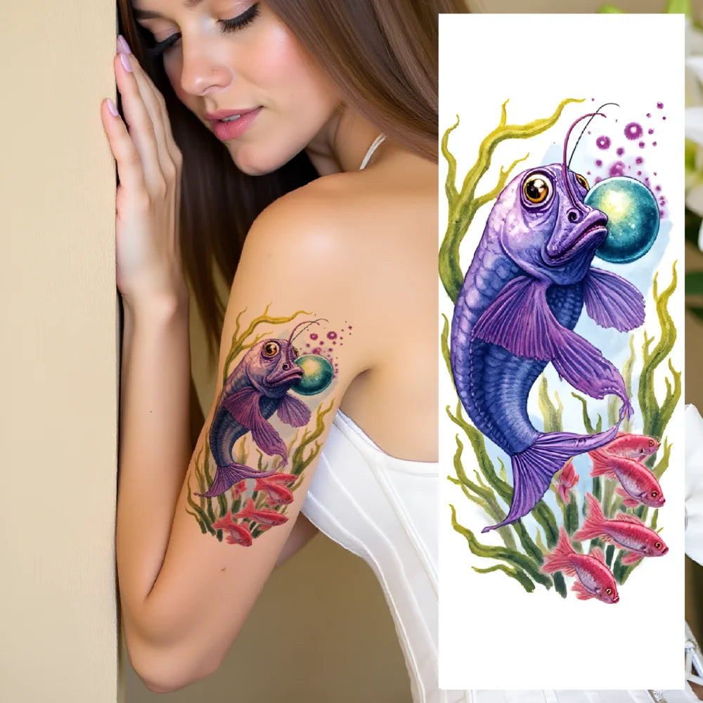12-Piece Waterproof Temporary Tattoo Stickers – Ocean Design Set