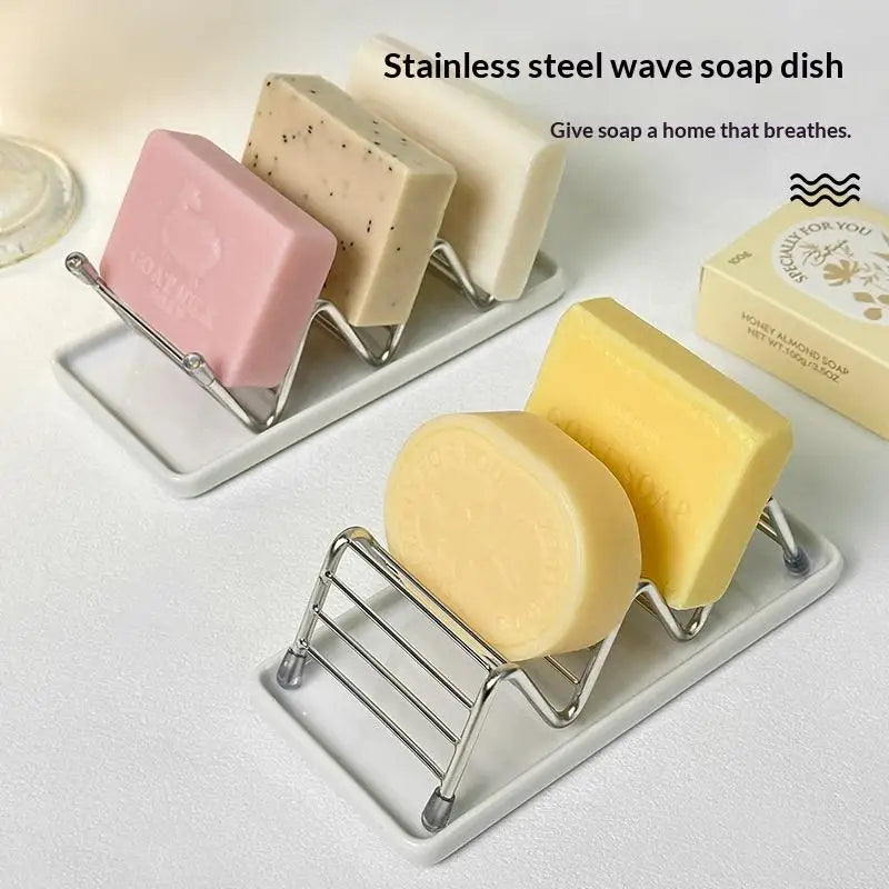 Bathroom Countertop Soap Holder Soap Storage Draining Rack & Kitchen Sponge Storage Rack Durable Easy To Clean Organizer Oasis Select