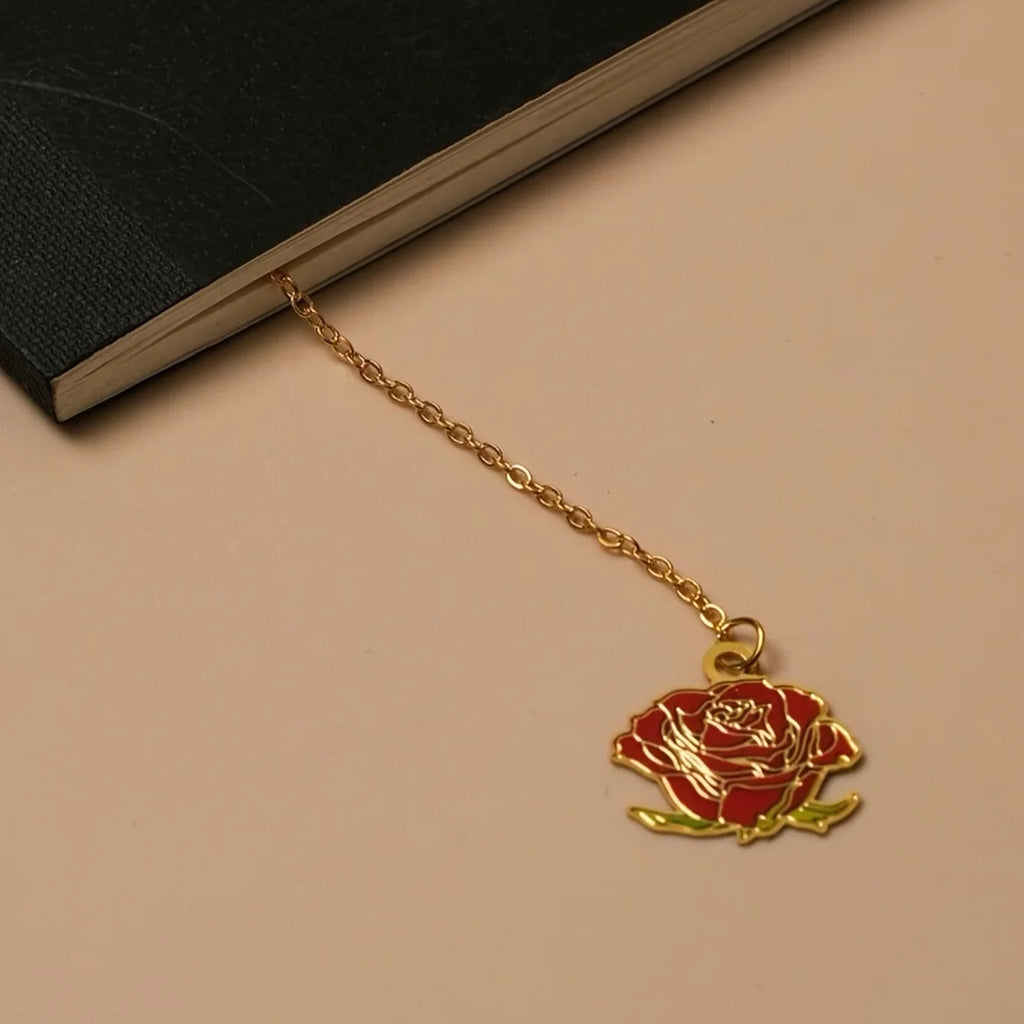 1 Piece of Exquisite Metal Rose Bookmark, Light Luxury Design Hollowed Out Bookmark, Perfect Gift for Teachers Oasis Select