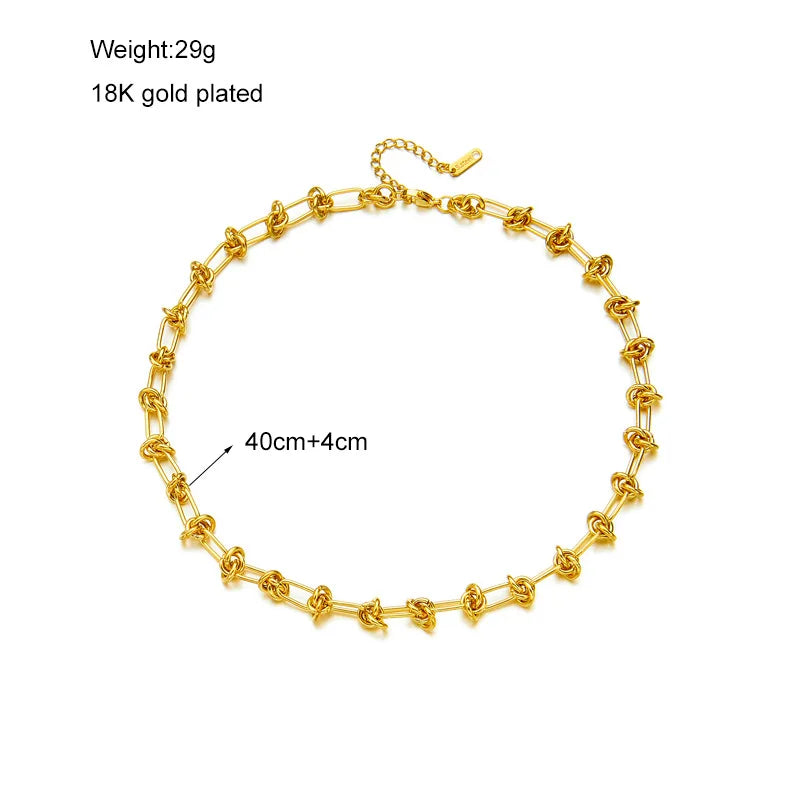 Stainless Steel Gold Silver Color Twist Knot Necklace Bracelets For Womens Girl New Fashion Non-fading Jewelry Set Oasis Select