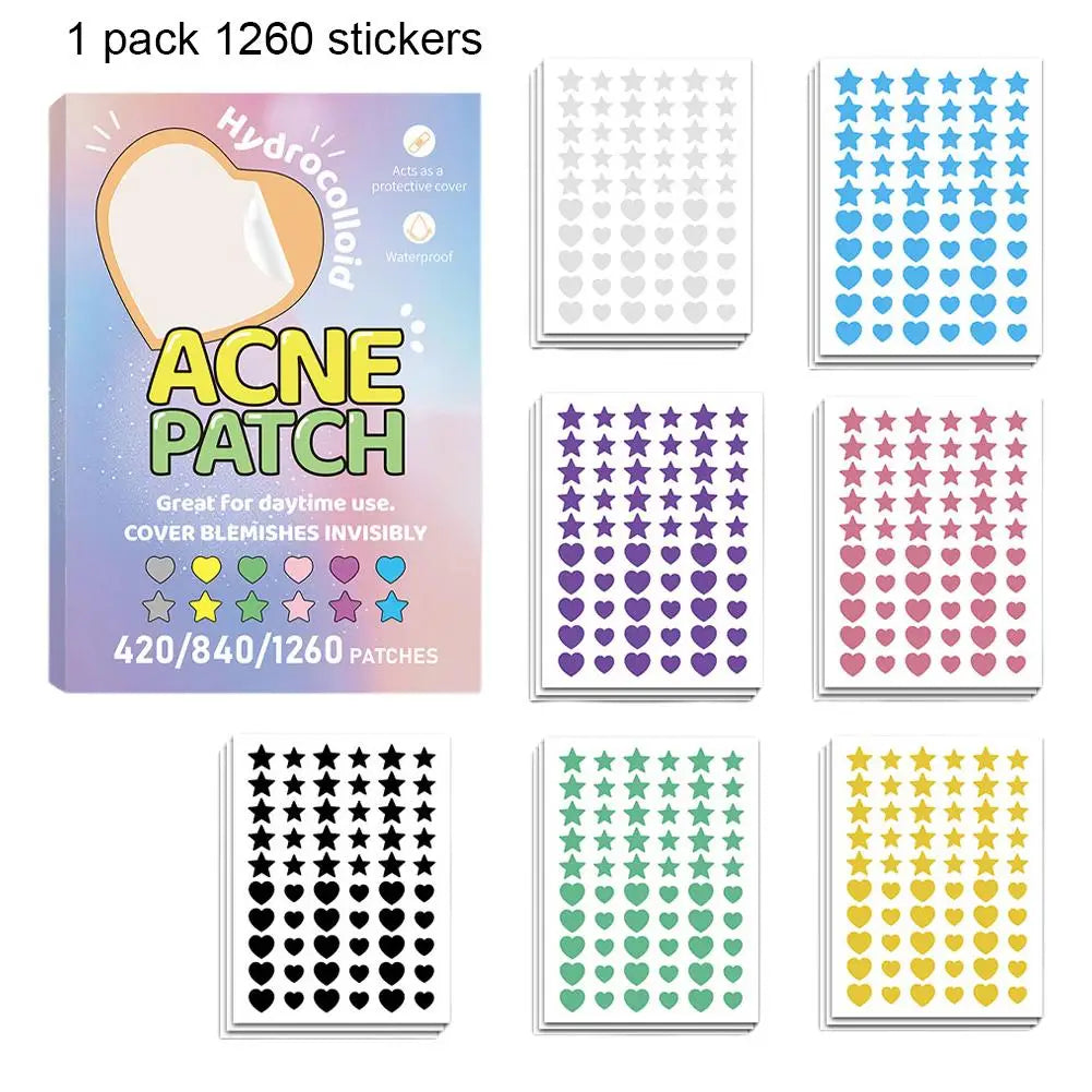 Colorful Star & Heart Acne Patches – 420 to 1260 Pcs Acne Patch Stickers Oasis Select C