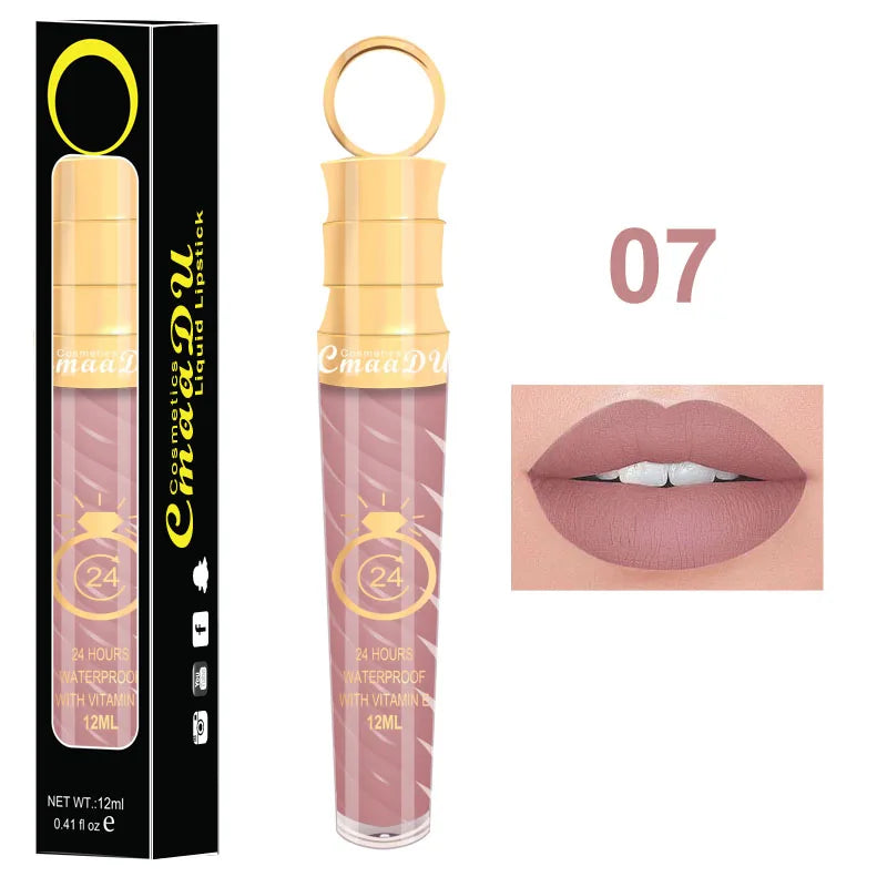 1 Pcs Matte Lip Gloss Waterproof Selection Spiral Glossy Lipstick Long-lasting Non-stick Cup Non-fading Exquisite Gift Oasis Select 07