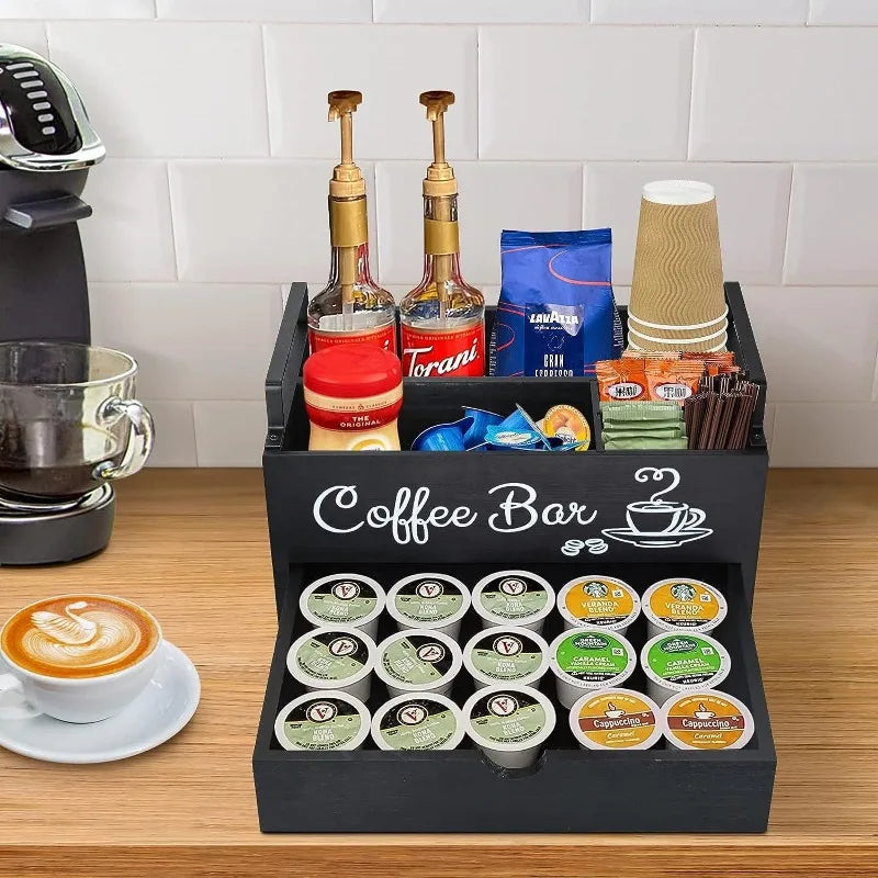 Wooden Coffee Capsule Storage Box Wooden Hand-held Desktop Milk Tea Bag Coffee Capsule Holder Storage Basket Oasis Select
