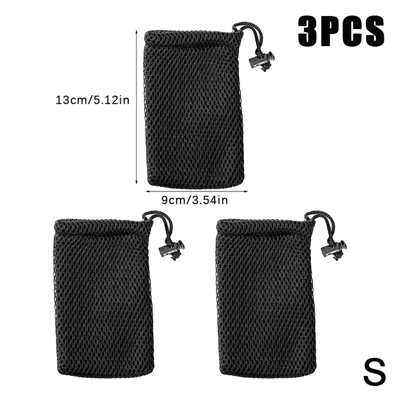 3Pcs Nylon Mesh Drawstring Storage Pouch Bag Multi Purpose Travel & Outdoor Activity Pouch For Digital Products Oasis Select S