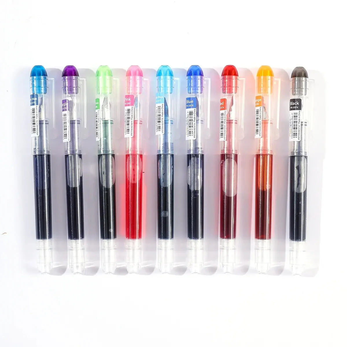9pcs Colored Disposable Fountain Pens for Writing 9 Assorted Color Large Capacity Extra Fine Nib Classic Colorful Pen Set Oasis Select 9pcs Fountain F