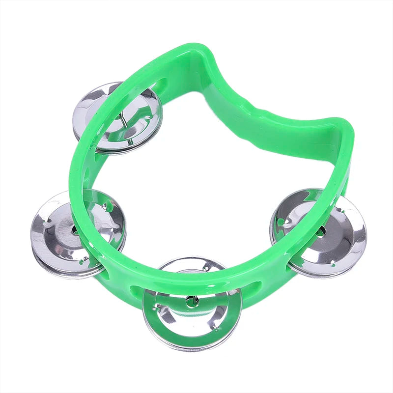 Tambourine Half Moon Shaped Hand Bell Drum For Karaoke Performance Party Free Style Dance Portable Oasis Select Green