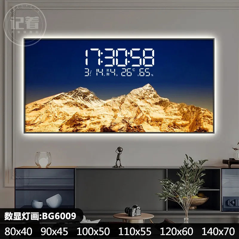 Permanent Calendar Electronic Wall Clock Guest Restaurant Decorative Painting Large Screen LED Lights Plug-in Wall Clock Oasis Select BG6009 80CM X 40CM